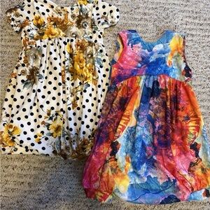 Vibrant Floral and Polka Dot Kids Set of Two One Piece Rompers